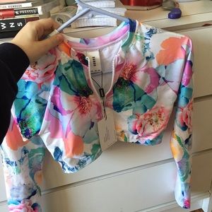 Suboo Hybrid Peony Long Sleeve Crop Rashie (Swim)